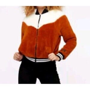 Nike Sportswear Women Fleece Bomber Jacket Size Medium super Soft Warm  B5